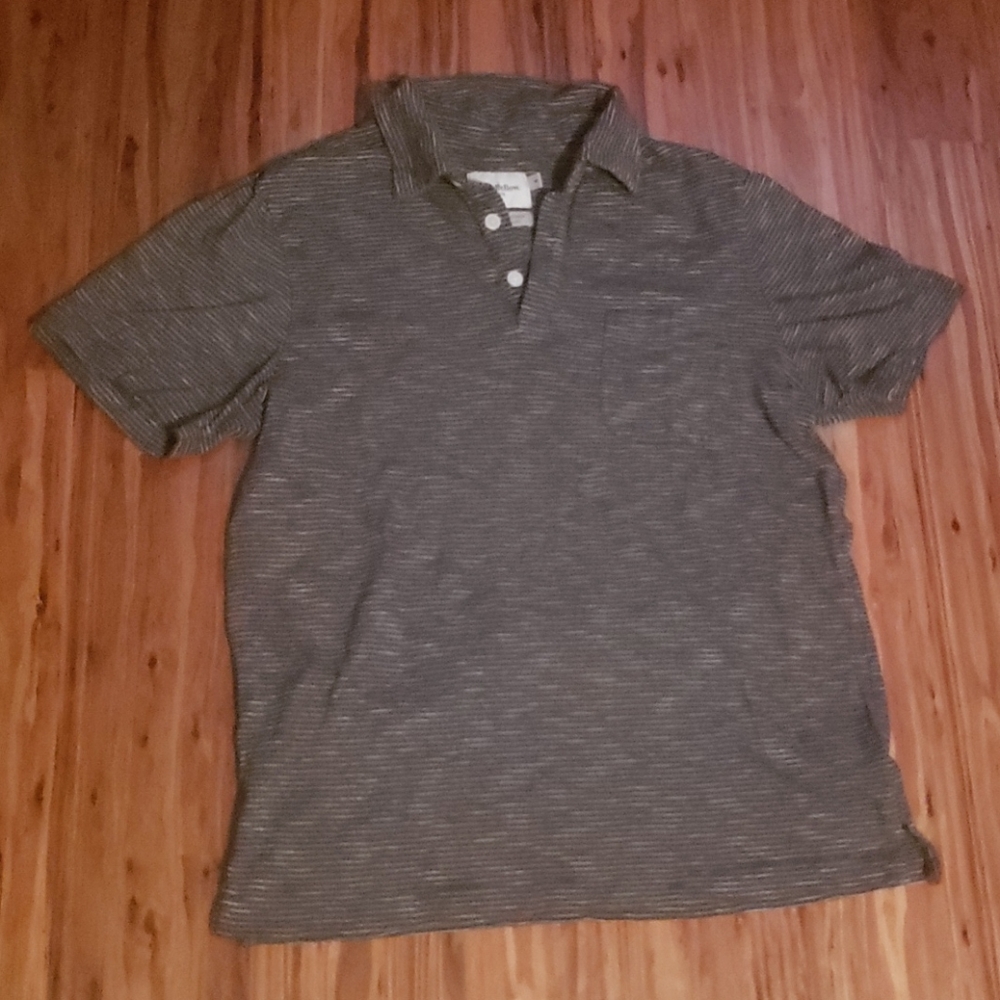Charcoal gray stripe cotton polo M